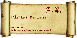 Pákai Mariann névjegykártya