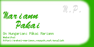 mariann pakai business card